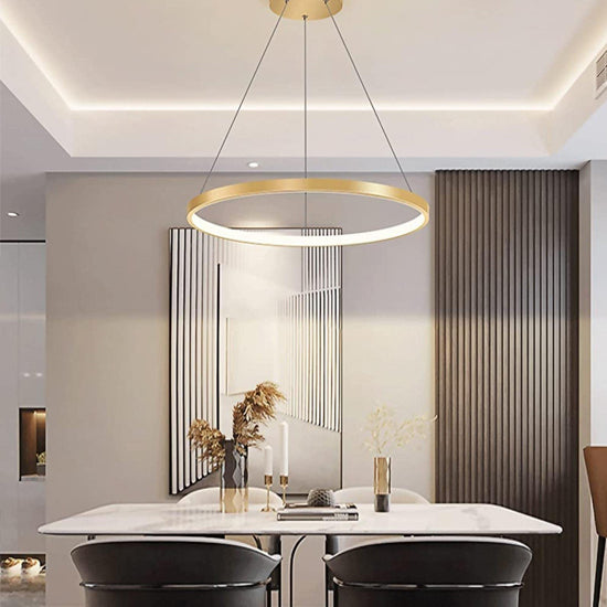 Lámpara colgante aluminio oro aro Ø 100 cm LED 58W - OYLC0006