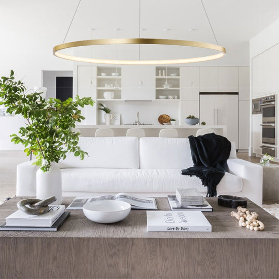 Lámpara colgante aluminio oro aro Ø 120 cm LED 78W - OYLC0008