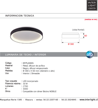 Cargar imagen en el visor de la galería, Plafón aluminio negro difusor acrílico Ø 38 cm LED 30W - OYPL0005

