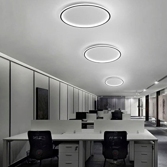 Plafón aluminio negro difusor acrílico Ø 50 cm LED 45W - OYPL0015