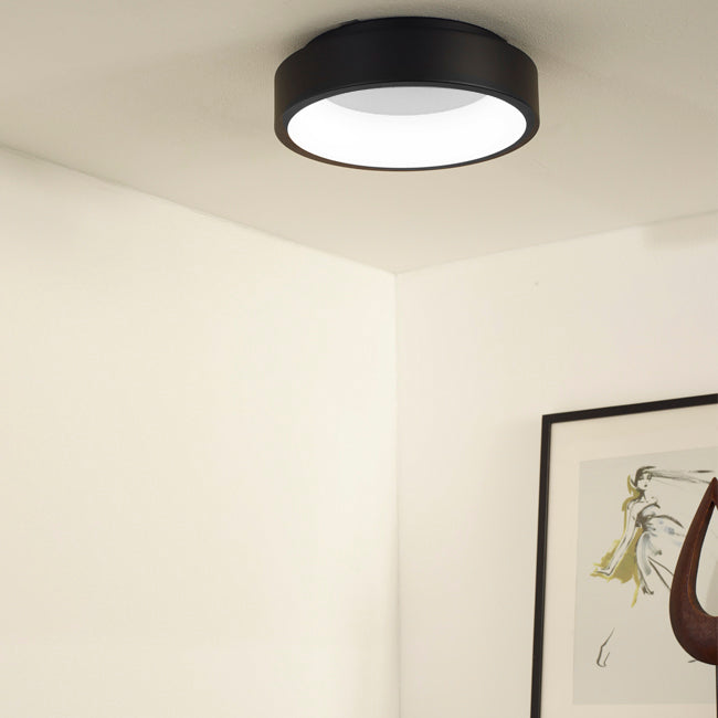 Plafón aluminio negro difusor acrílico Ø 28 cm LED 20W - OYPL0017