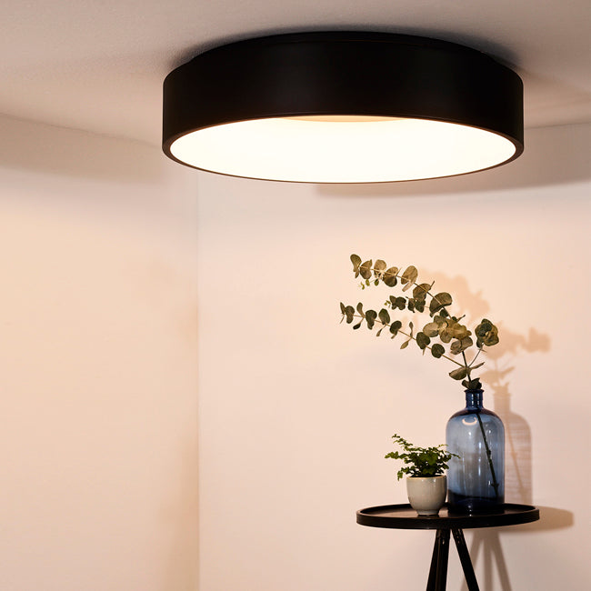Plafón aluminio negro difusor acrílico Ø 45 cm LED 30W - OYPL0019