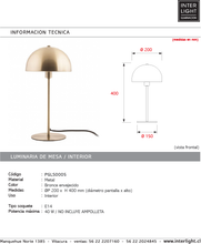 Cargar imagen en el visor de la galería, Lámpara sobremesa metal bronce envejecido Ø20x40 cm E14 - PGLS0005
