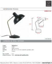 Cargar imagen en el visor de la galería, Lámpara sobremesa metal negro bronce Ø19x37,5 cm E14 - PGLS0016
