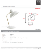 Lámpara sobremesa metal blanco bronce Ø19x37,5 cm E14 - PGLS0017