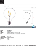 Ampolleta transparente vintage luz cálida LED 6W E27 - PHAM0043