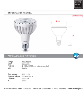 Ampolleta master LED PAR 30 32W - PHAM0046