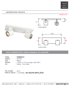 Foco aluminio blanco 2 luces 30,5 cm GU10 - PHRE0010