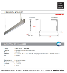 Lámpara colgante lineal LED 40W - SNLC0016