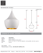Lámpara colgante metal aluminio blanco dorado Ø 23 cm E27 - SULC0038