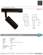 Foco metal negro para riel magnético 16x20 cm LED 7W 220v - TDFO0002