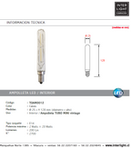 Ampolleta transparente tubo vintage luz cálida LED 2W E14 - TOAM0012