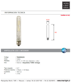 Ampolleta transparente tubo vintage luz cálida LED 4W E27 - TOAM0020