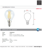 Ampolleta transparente vintage luz cálida LED 4W E14 - TOAM0029