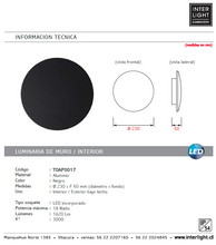 Cargar imagen en el visor de la galería, Apliqué metal negro luz indirecta eclipse Ø 23 cm LED 18W - TOAP0017
