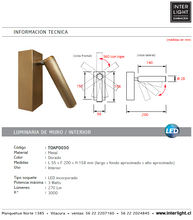 Cargar imagen en el visor de la galería, Apliqué metal dorado direccionable LED 3W - TOAP0030
