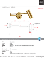 Apliqué metal dorado articulado Ø11,5 cm LED  5W - TOAP0034