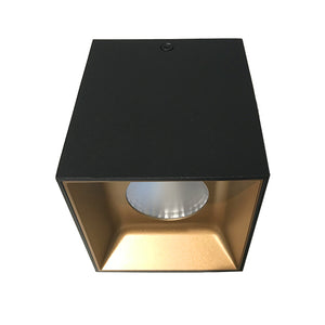 Foco sobrepuesto dimeable fijo metal negro oro mate  9,5x11,4 cm LED 12W