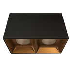 Foco sobrepuesto fijo dimeable metal negro oro mate  18,5x11,4 cm 2 luces LED 12W - TOFO0042