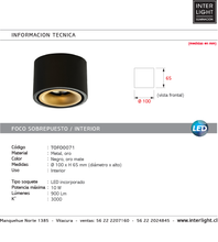 Cargar imagen en el visor de la galería, Foco sobrepuesto dimeable metal negro oro Ø10 x 6,5  LED 10 W - TOFO0071
