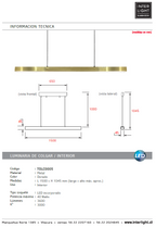 Lámpara colgante metal dorado 1,50 cm LED 40W - TOLC0005