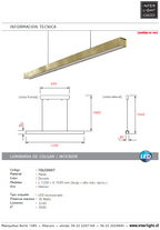 Lámpara colgante metal dorado 120 cm LED 40W - TOLC0007