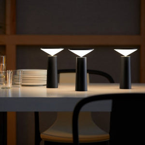 Lámpara sobremesa pvc acrílico negro Ø 14x20 cm LED 3W