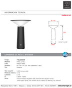 Lámpara sobremesa pvc acrílico negro Ø 14x20 cm LED 3W - TOLS0009