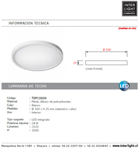 Cargar imagen en el visor de la galería, Plafón metal blanco Ø 30 cm LED 28W - TOPL0005

