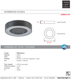 Plafón interior/exterior metal negro Ø 20 cm LED 12W - TOPL0010