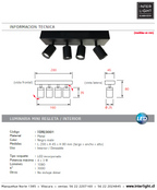 Foco metal dimeable negro mate 20x8 cm 4 luces LED 3W - TORE0001