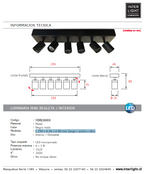 Foco metal dimeable negro mate 29x8 cm 6  luces LED 3W - TORE0003