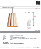 Lámpara colgante madera natural Ø 39 cm E27 - A pedido - WPLC0004