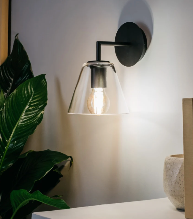 Apliqué metal vidrio grafito 18x23 cm E27 - LGAP0088