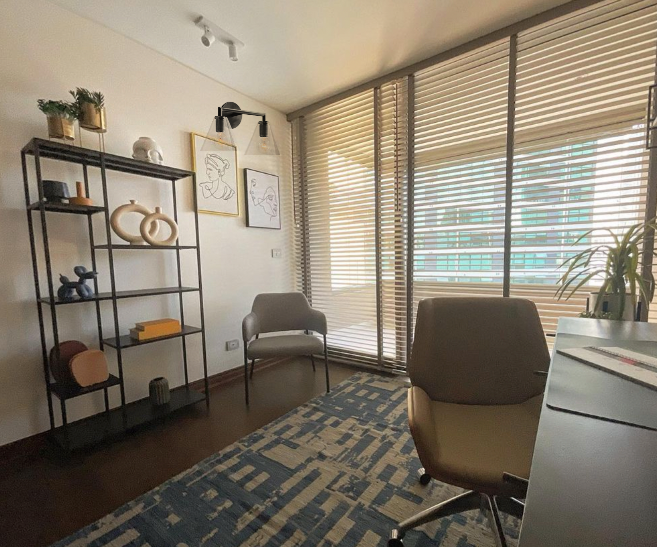 Aplique metal vidrio grafito 45x23 cm 2 luces E27 - LGAP0090