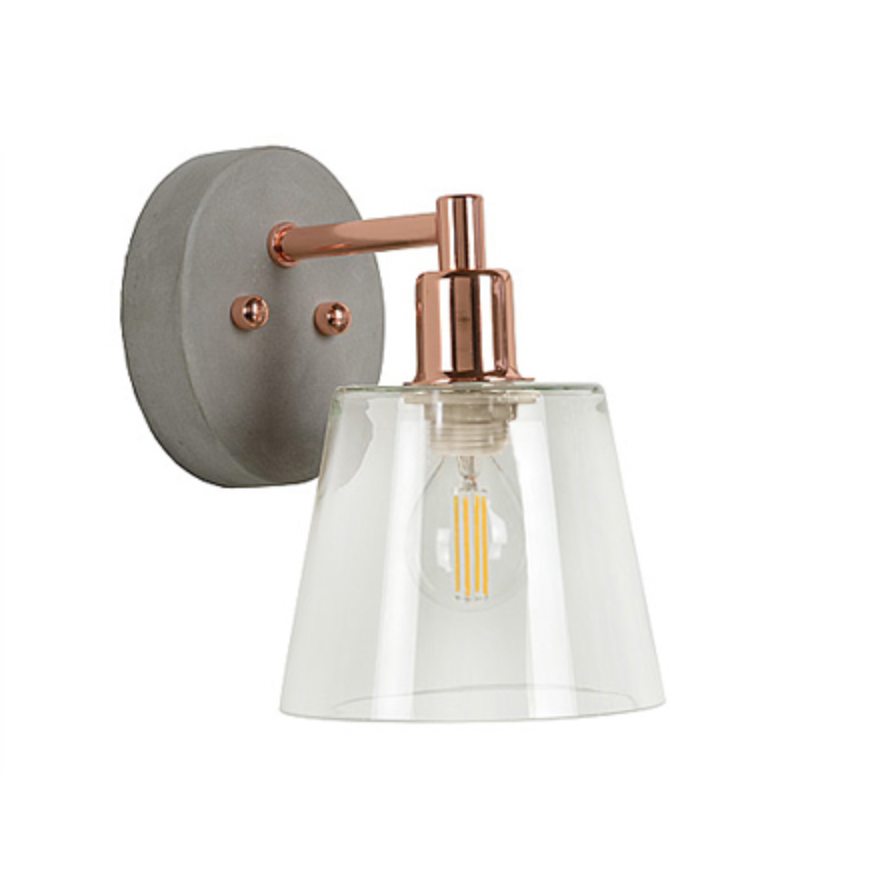 Apliqué metal vidrio concreto Ø 12x20,3 E14 - LUAP0009