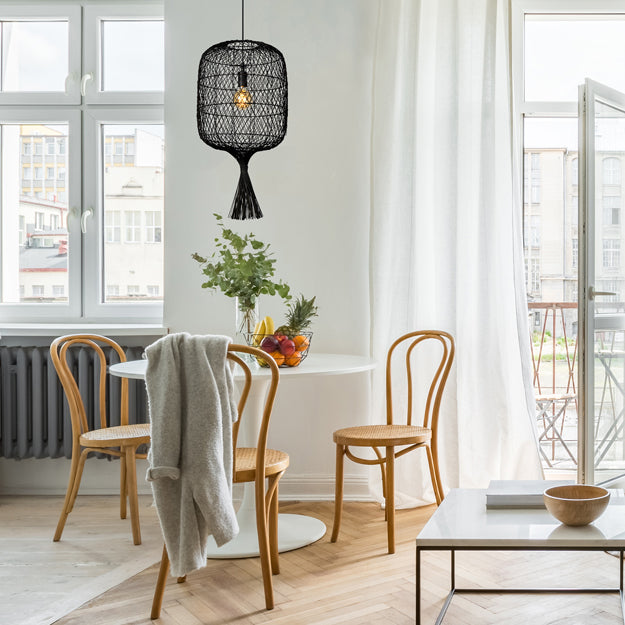 Lámpara colgante ratán negro Ø40x79x1,790 cm E27 - LULC0144