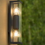 Apliqué metal vidrio grafito exterior IP 54 9x36 cm 2 luces E27 - LUAP0087