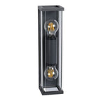 Apliqué metal vidrio grafito exterior IP 54 9x36 cm 2 luces E27 - LUAP0087