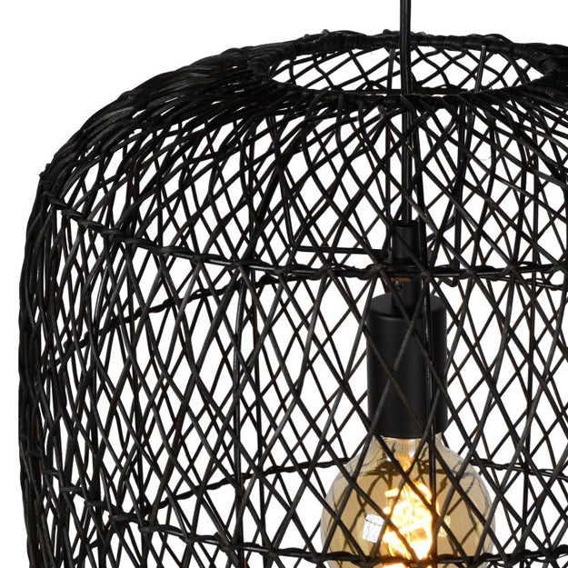 Lámpara colgante ratán negro Ø40x79x1,790 cm E27 - LULC0144