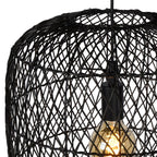 Lámpara colgante ratán negro Ø40x79x1,790 cm E27 - LULC0144
