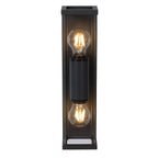 Apliqué metal vidrio grafito exterior IP 54 9x36 cm 2 luces E27 - LUAP0087