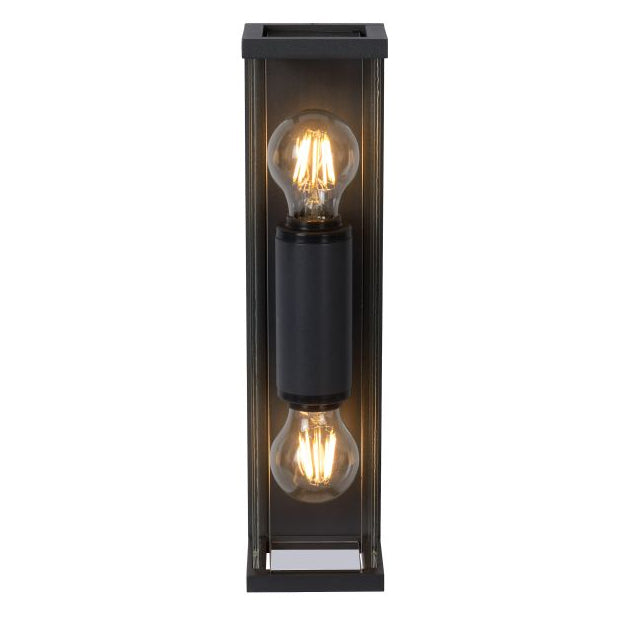 Apliqué metal vidrio grafito exterior IP 54 9x36 cm 2 luces E27 - LUAP0087