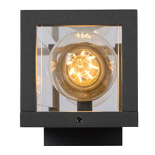 Cargar imagen en el visor de la galería, Apliqué metal vidrio negro exterior IP 54 9x36 cm 2 luces E27 - LUAP0087
