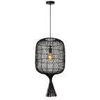 Lámpara colgante ratán negro Ø40x79x1,790 cm E27 - LULC0144