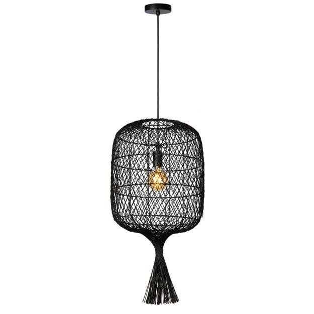 Lámpara colgante ratán negro Ø40x79x1,790 cm E27 - LULC0144
