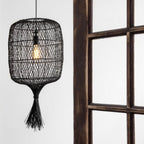 Lámpara colgante ratán negro Ø40x79x1,790 cm E27 - LULC0144