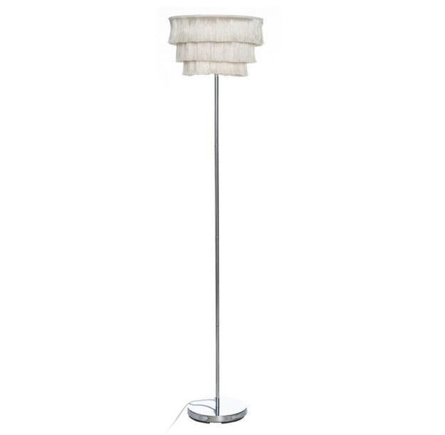 Lámpara de pie metal pantalla tejido crema E27 - IXLP0006
