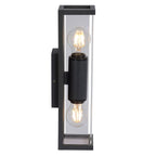 Apliqué metal vidrio grafito exterior IP 54 9x36 cm 2 luces E27 - LUAP0087