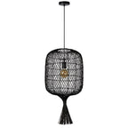 Lámpara colgante ratán negro Ø40x79x1,790 cm E27 - LULC0144